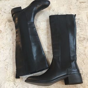 Black Leather Low Heel Boots Jodie BCB Generation Size 8 Pull On Tall New